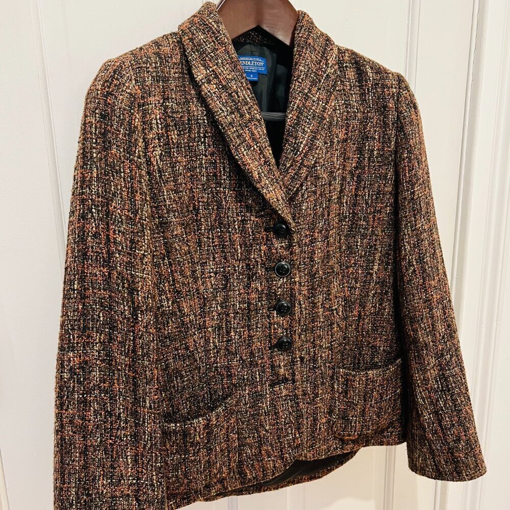Vintage Pendleton Tweed Sweater Blazer Size 8 - Picture 5 of 16